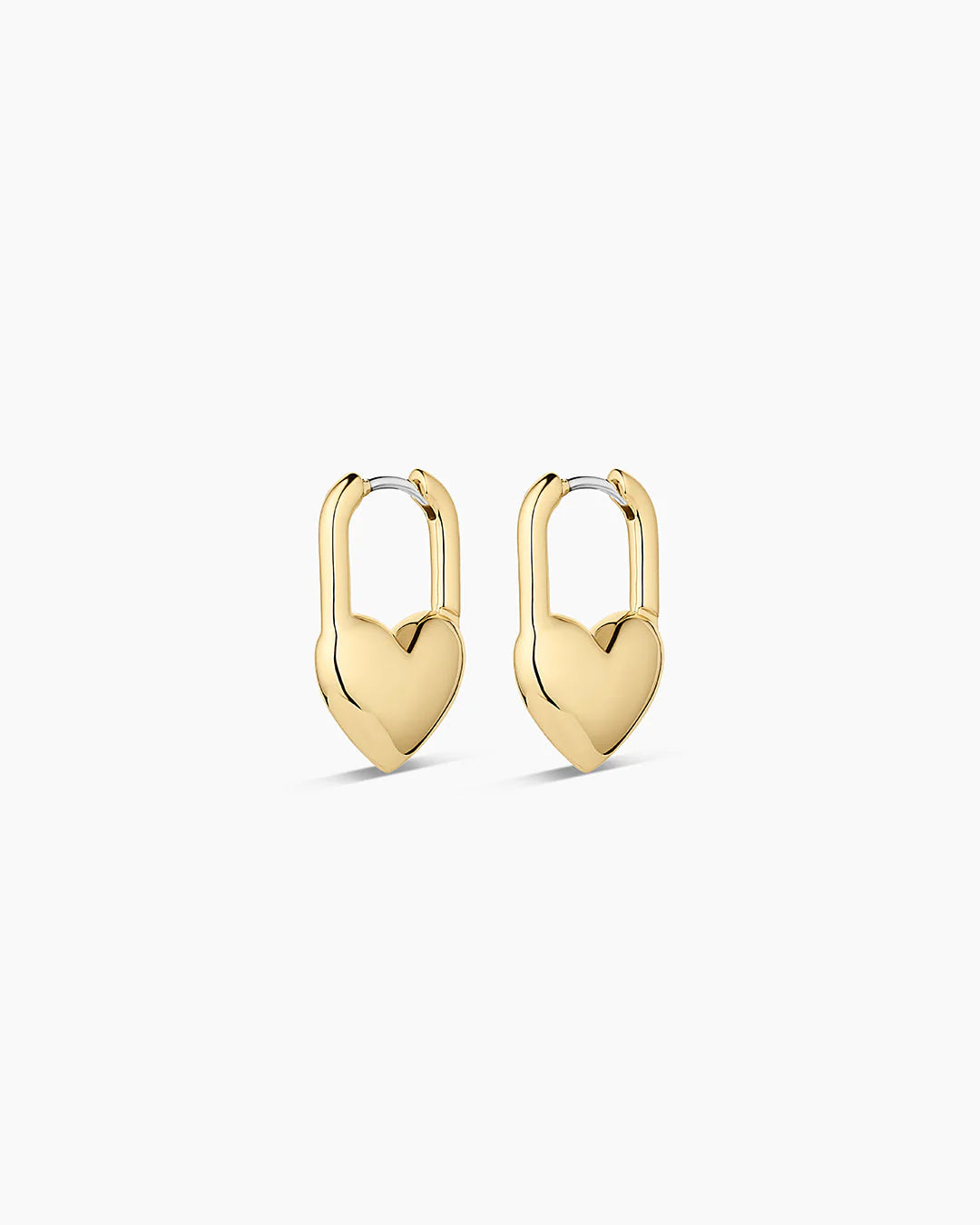 Heart padlock huggies - gold