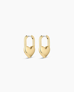 Heart padlock huggies - gold