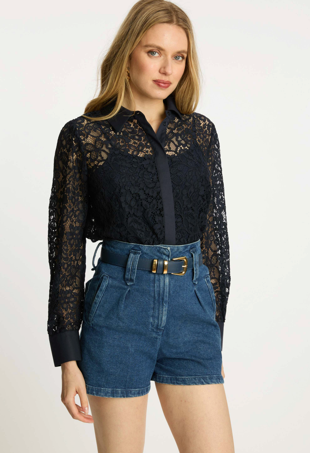 Emmie top - dark navy lace