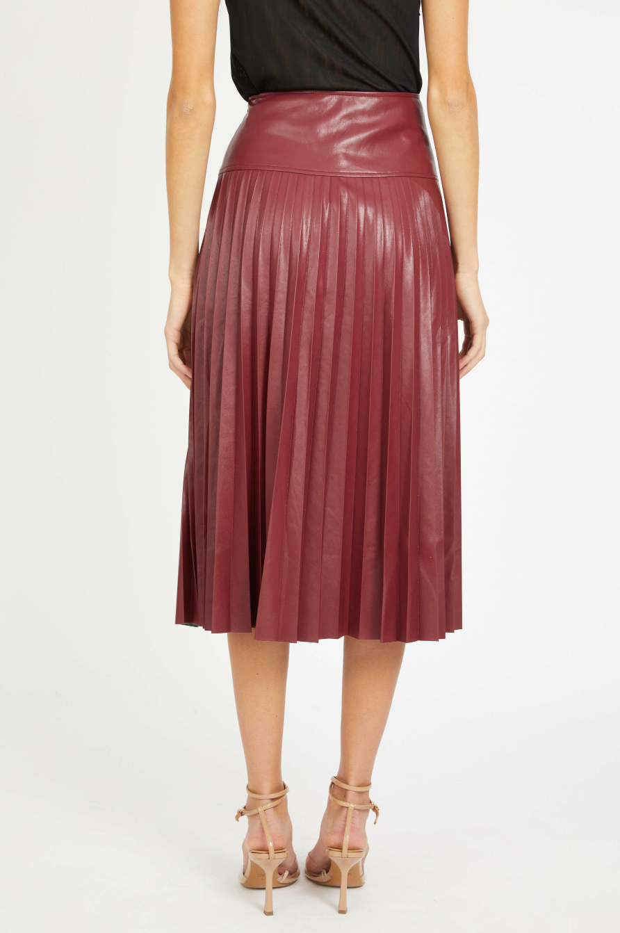 Hendrix Vegan Leather Skirt - cabernet
