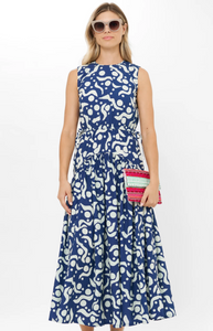 Sleeveless piped maxi - acadia navy
