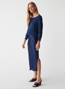 Nadia mixed fabric satin dress - nocturnal