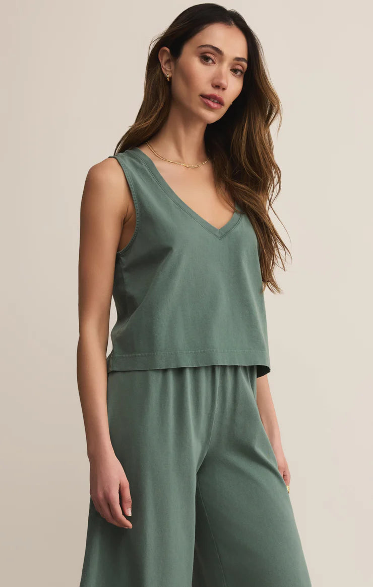 Sloane V-Neck Top - hunter green