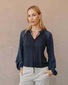 Long sleeve raglan mixed shirt - obsidian stone