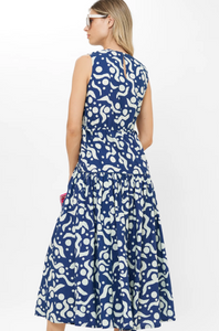 Sleeveless piped maxi - acadia navy