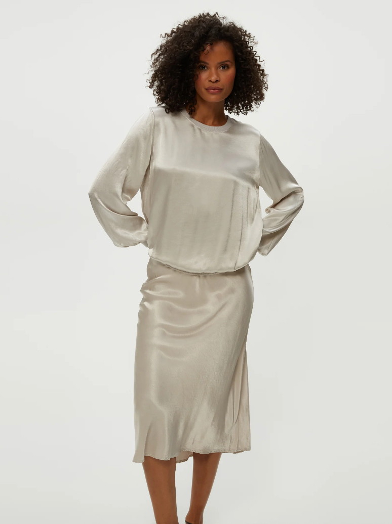 Leila bias midi skirt - cement