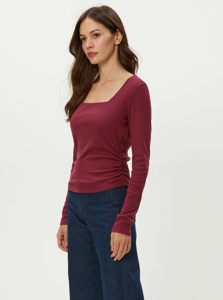 Sarah square neck top - garnet