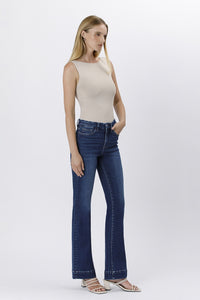 F5865 - High rise trouser hem jeans - blue element