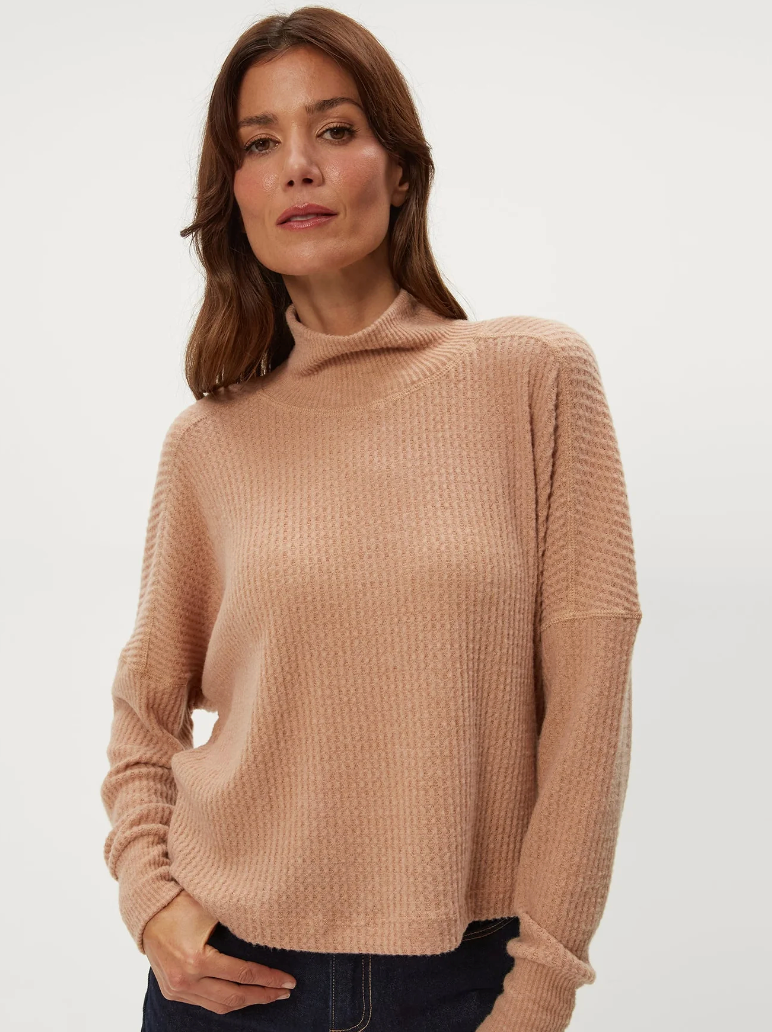 Wynn brushed waffle top - cumin