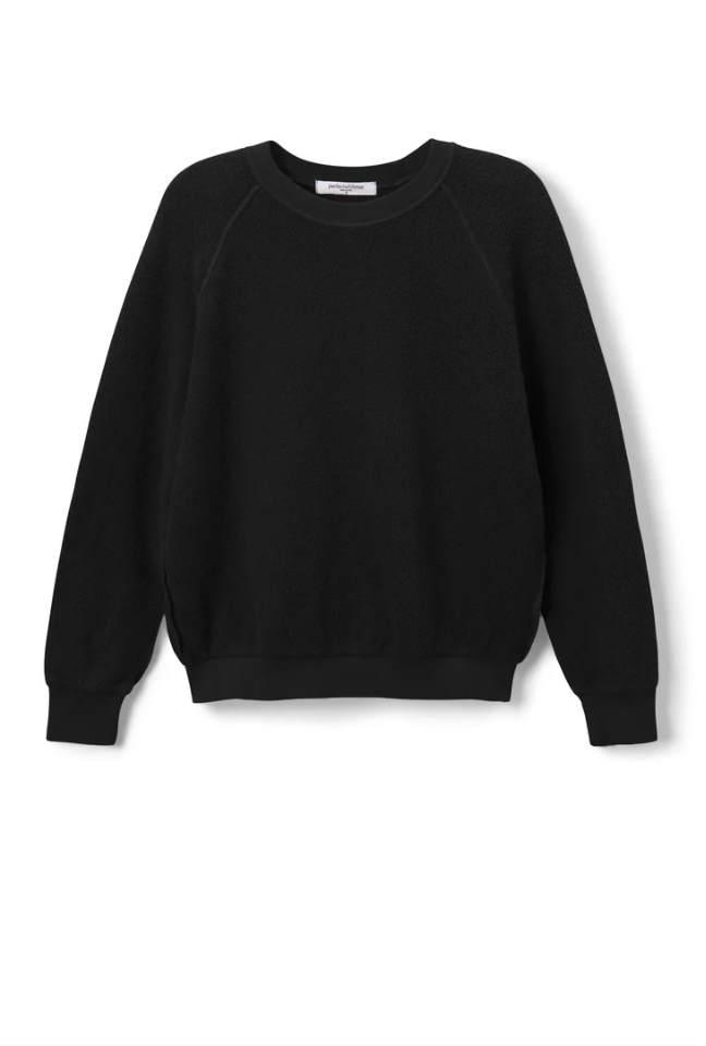Ziggy inside out cotton fleece shrunken crew - true black