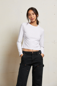 Jamie cotton long sleeve crew - white