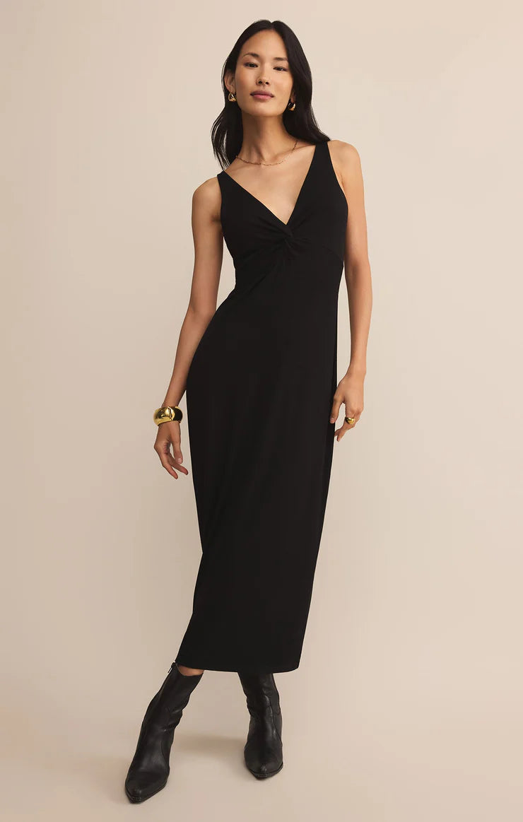 Eleve twist midi dress - black