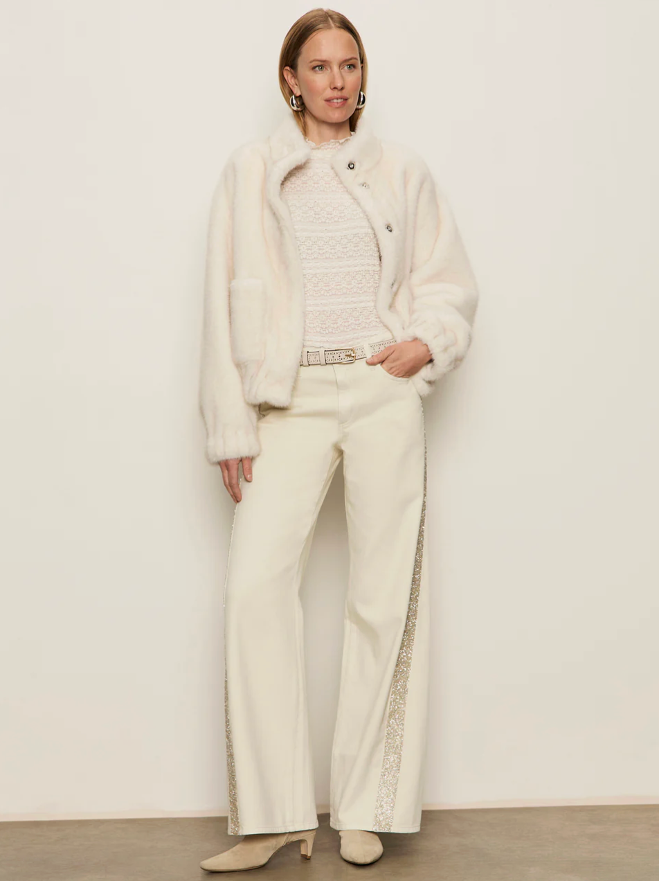 Coco faux fur jacket - almond cream