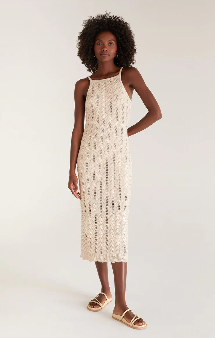 Camille crochet midi dress - natural