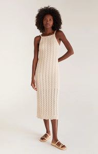 Camille crochet midi dress - natural
