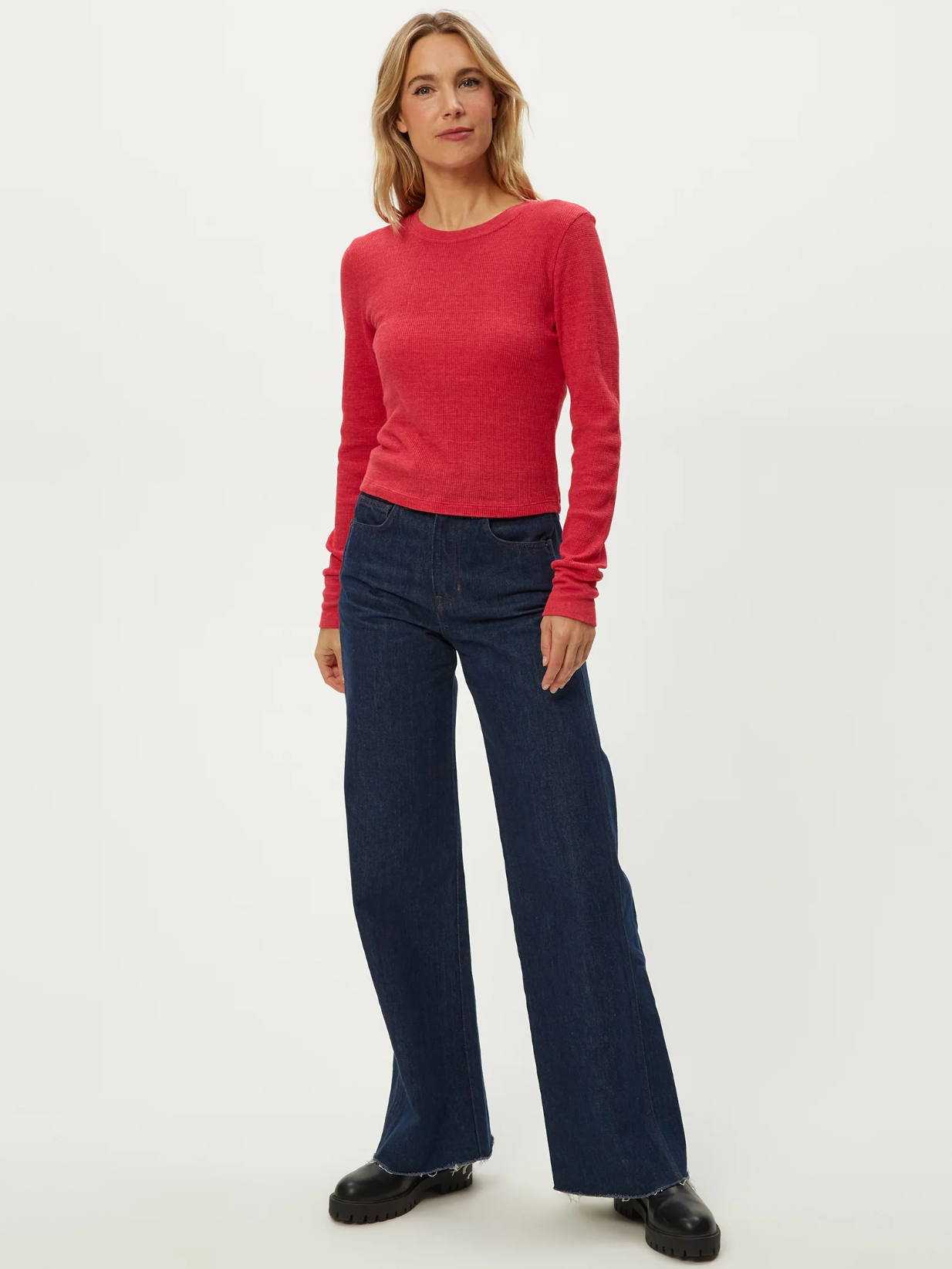 Palmer thermal cropped tee - poppy