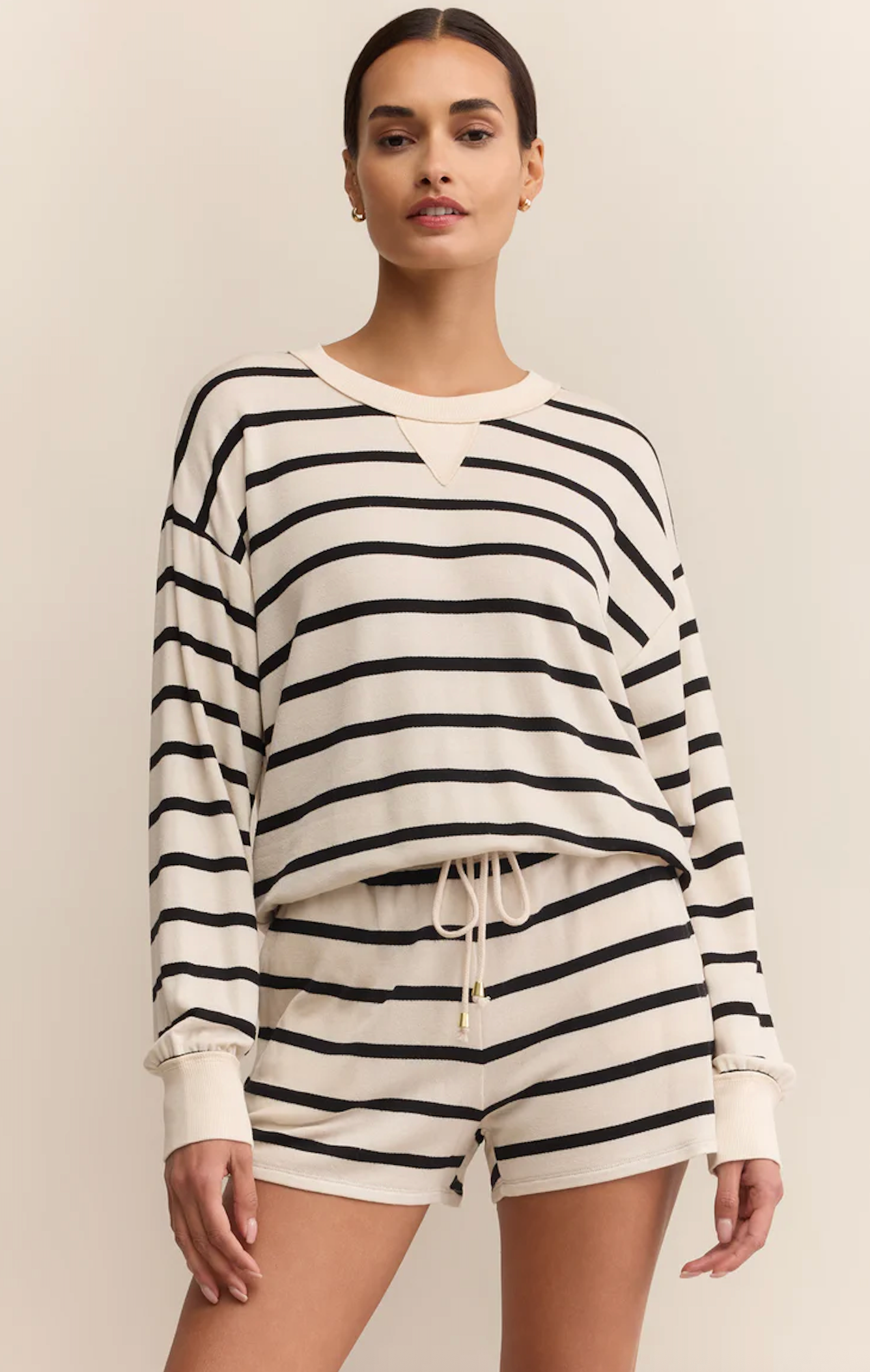 Stand Out Striped Sweatshirt - crystal