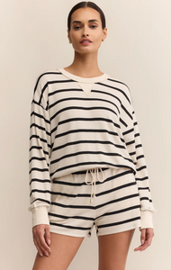 Stand Out Striped Sweatshirt - crystal