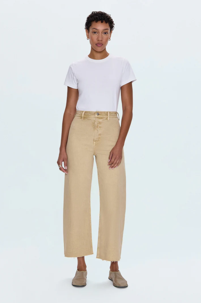 Penny crop high-rise wide leg jean - sand dollar