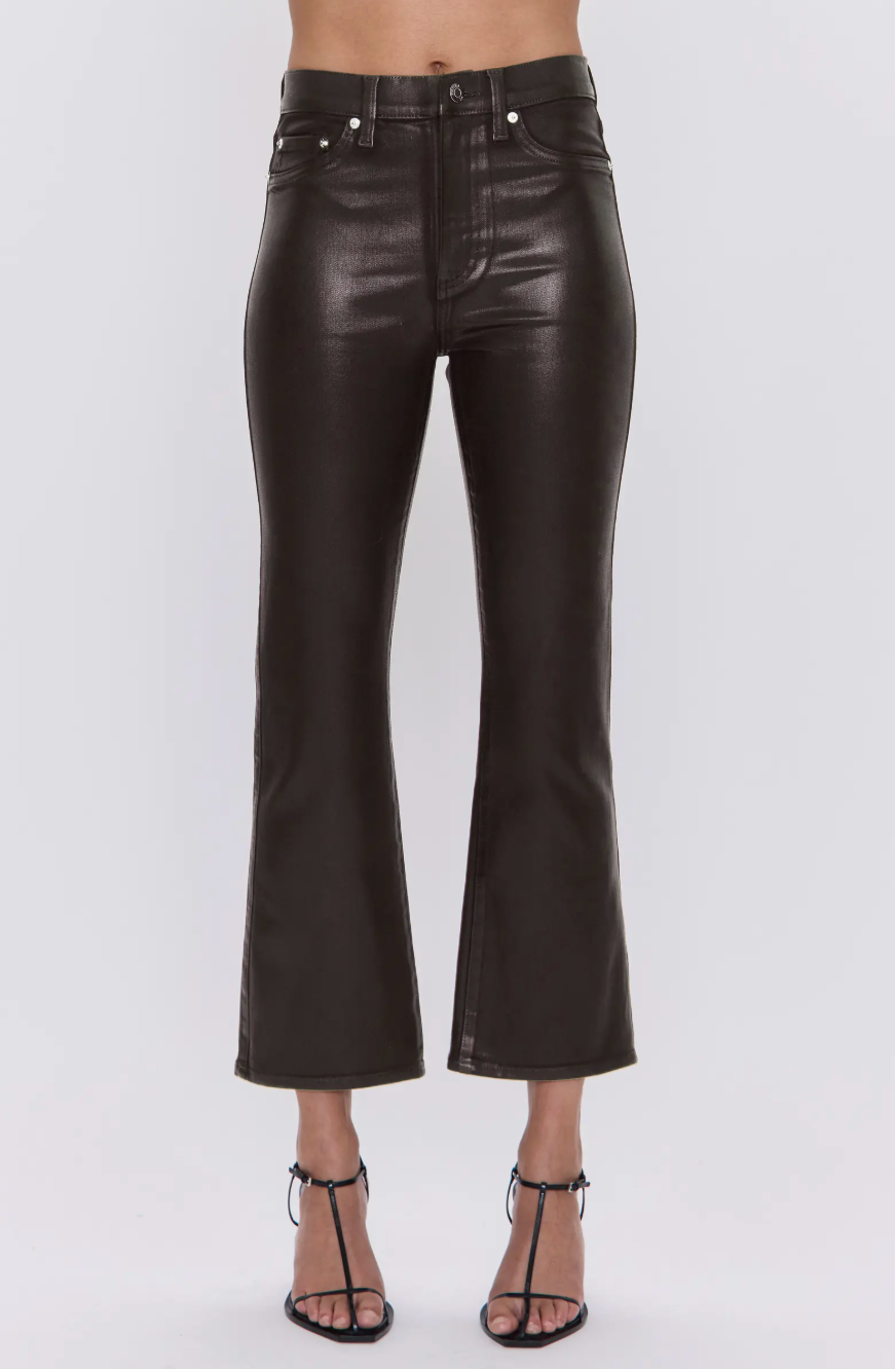 Coated Lennon crop bootcut pants - coated mocha