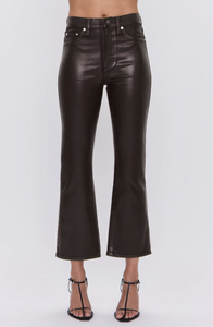 Coated Lennon crop bootcut pants - coated mocha