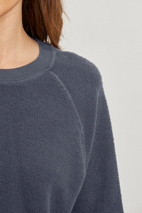 Ziggy inside out cotton fleece shrunken crew - night