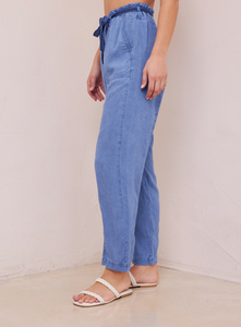 Seamed belted trouser - spring navy