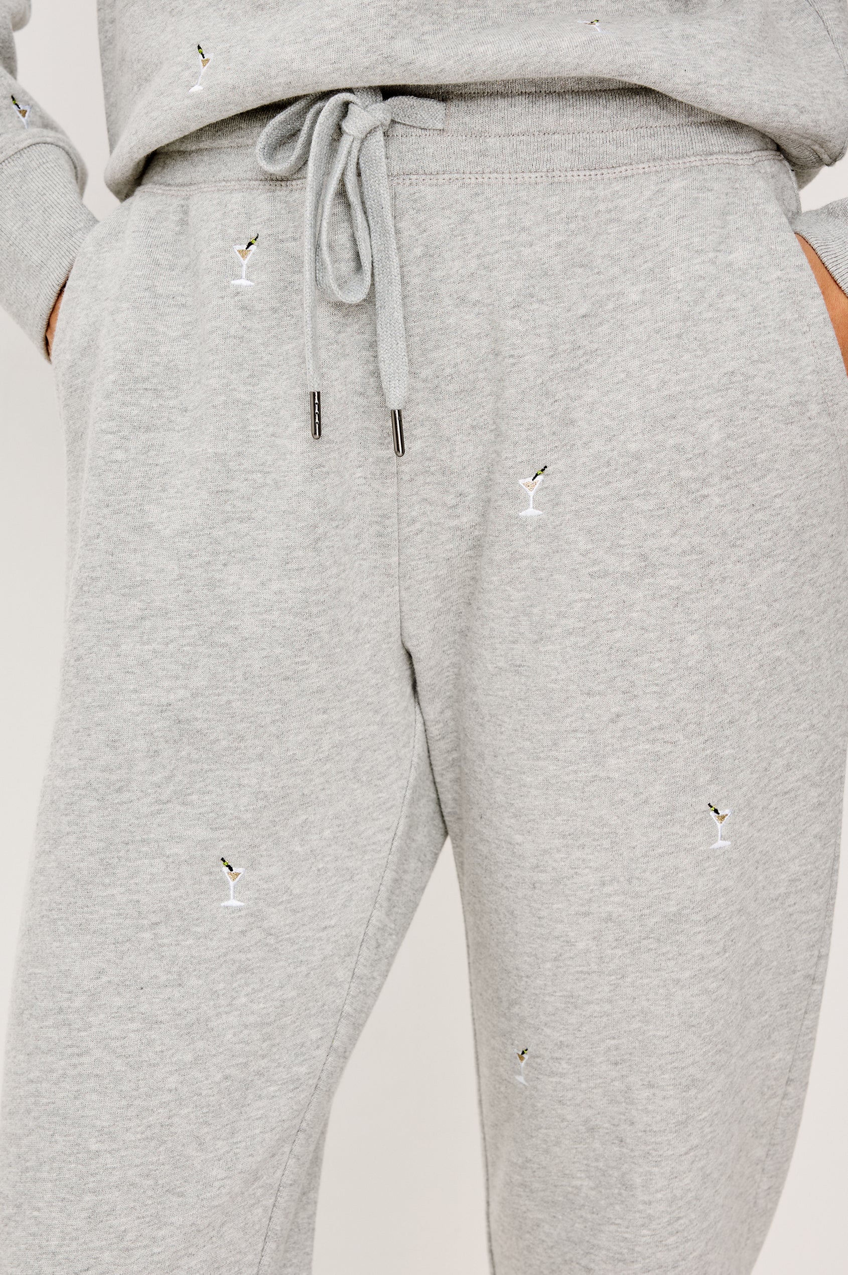 Kingston sweatpants - heather grey martini embroidery