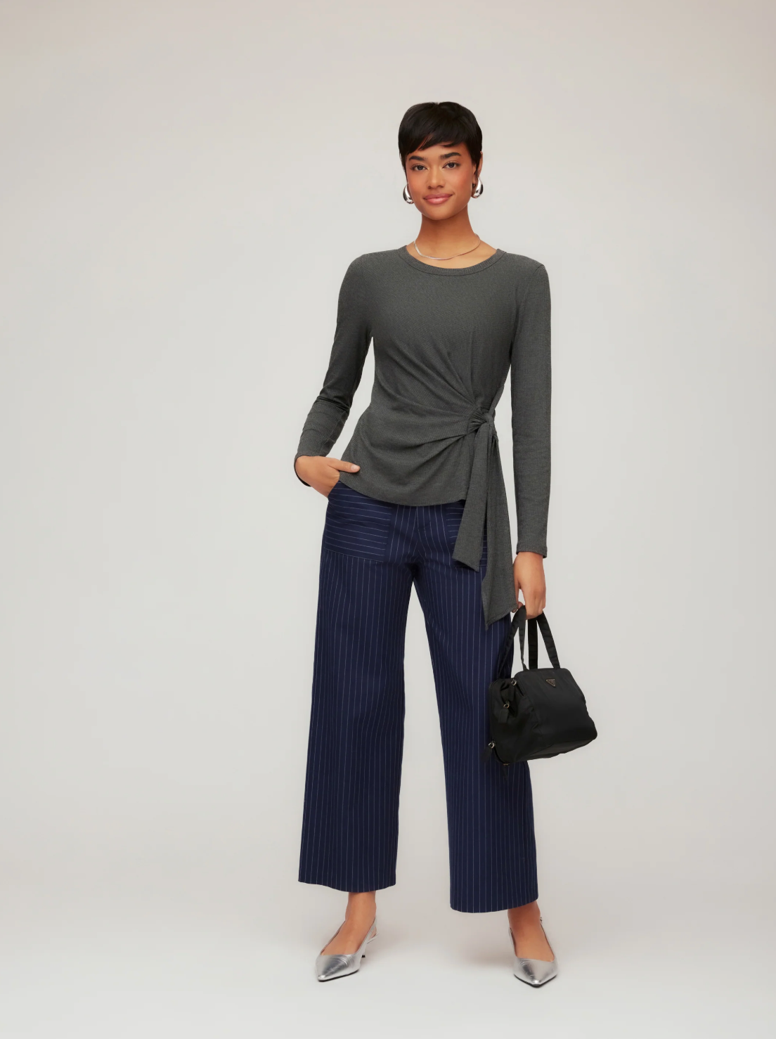 Addy Side-Knot Top - charcoal