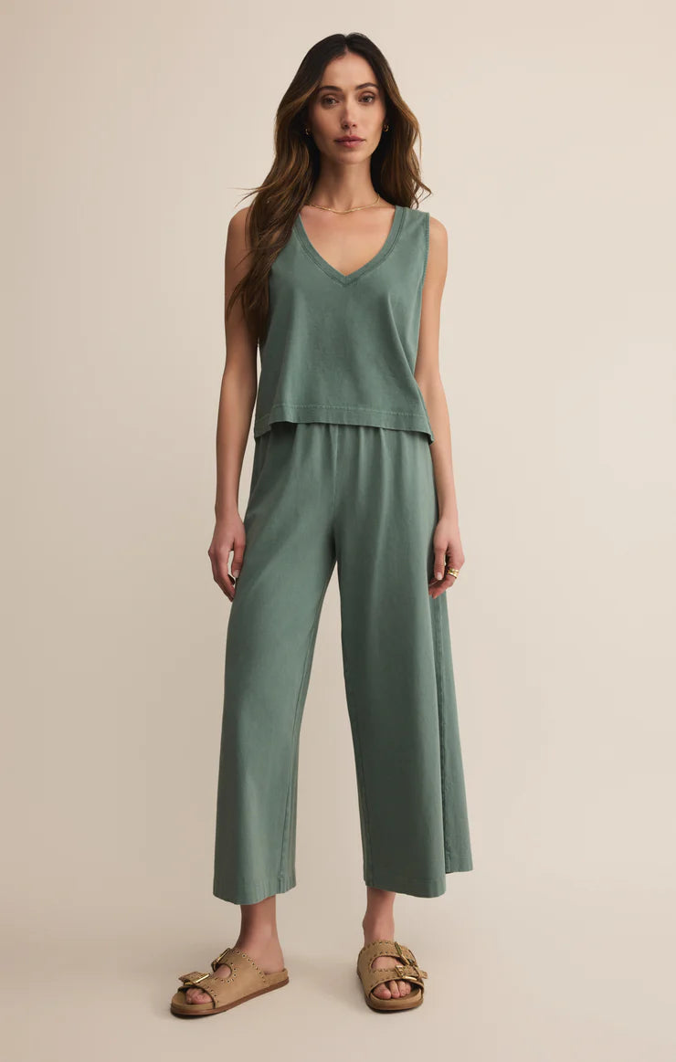 Sloane V-Neck Top - hunter green