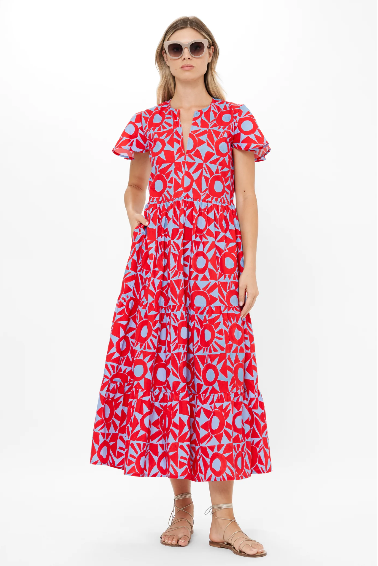 V-neck maxi - eclipse red
