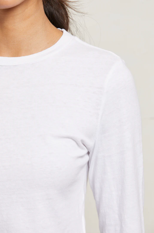 Jamie cotton long sleeve crew - white