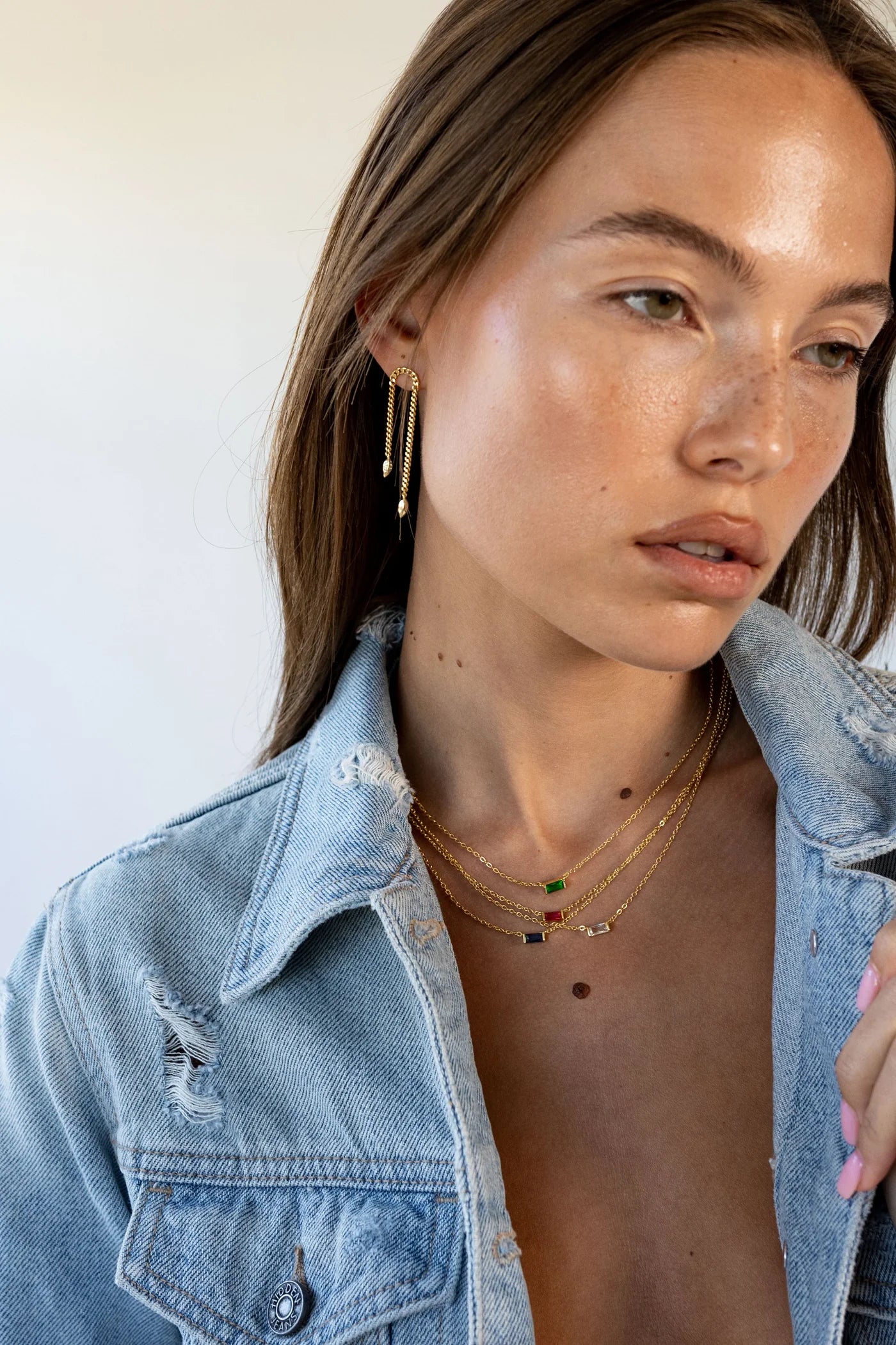 Charlotte chain drop earrings - gold