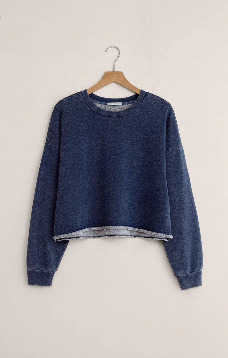 Circuit knit denim sweatshirt - indigo