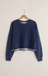 Circuit knit denim sweatshirt - indigo