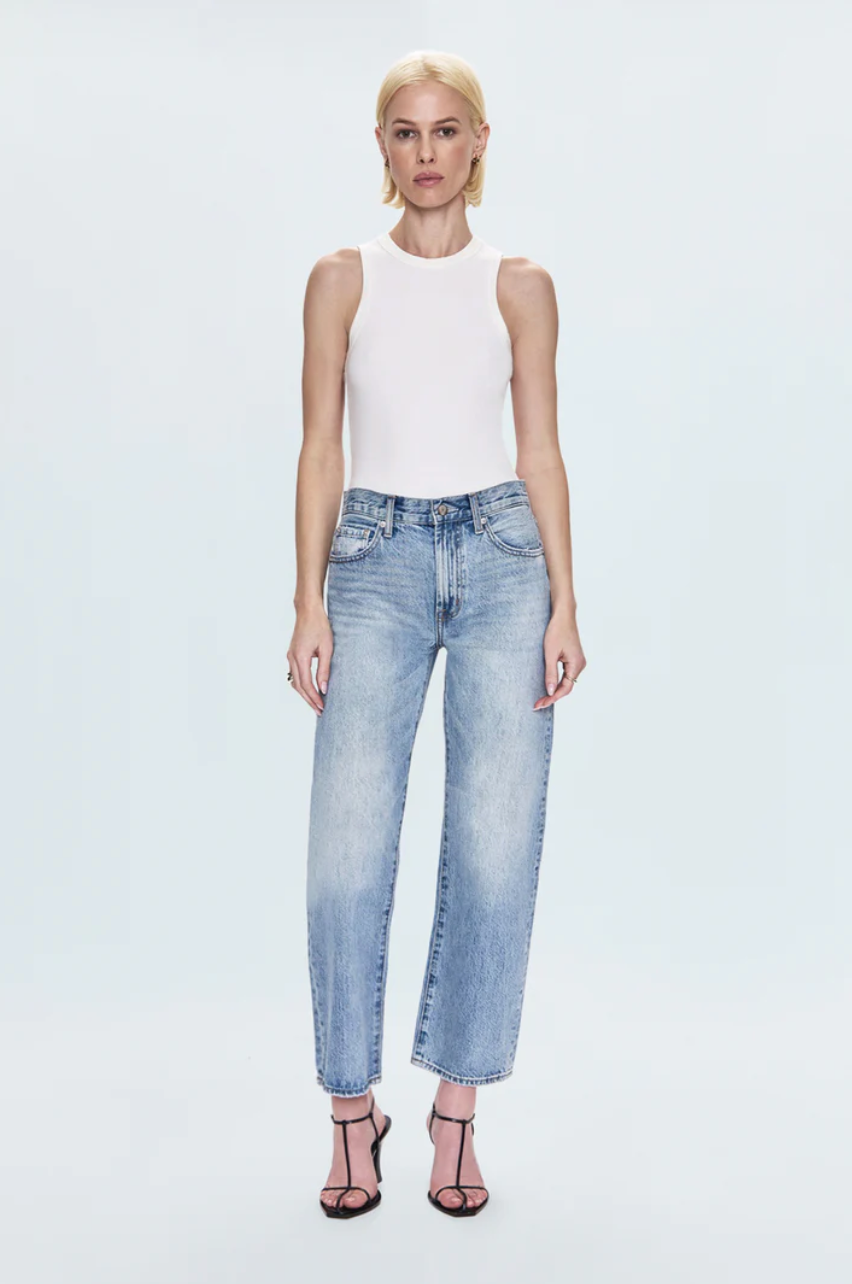 Lexi mid rise bowed straight jean - bowie