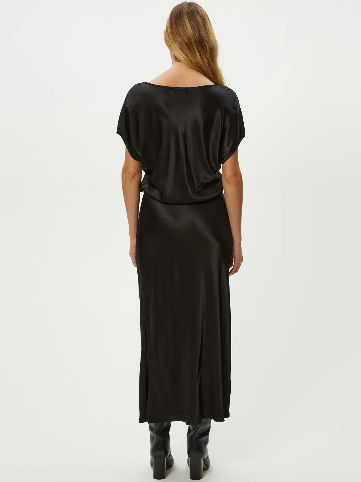 Karter satin midi dress - black