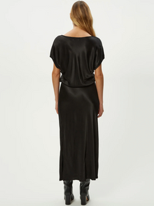 Karter satin midi dress - black