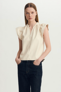Venora faux leather top - cream
