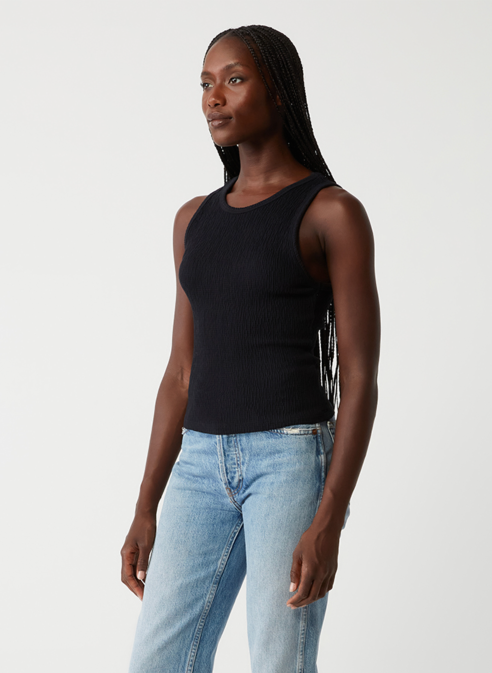 Kira crinkle tank - black