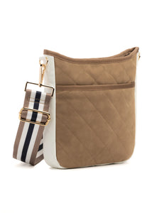Jeri pebbled crossbody - latte vegan suede