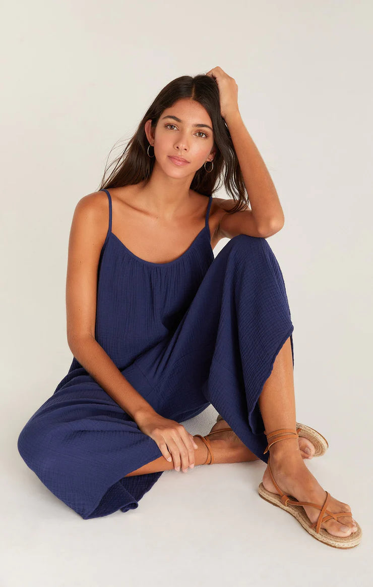 The flared gauze jumpsuit - indigo dream