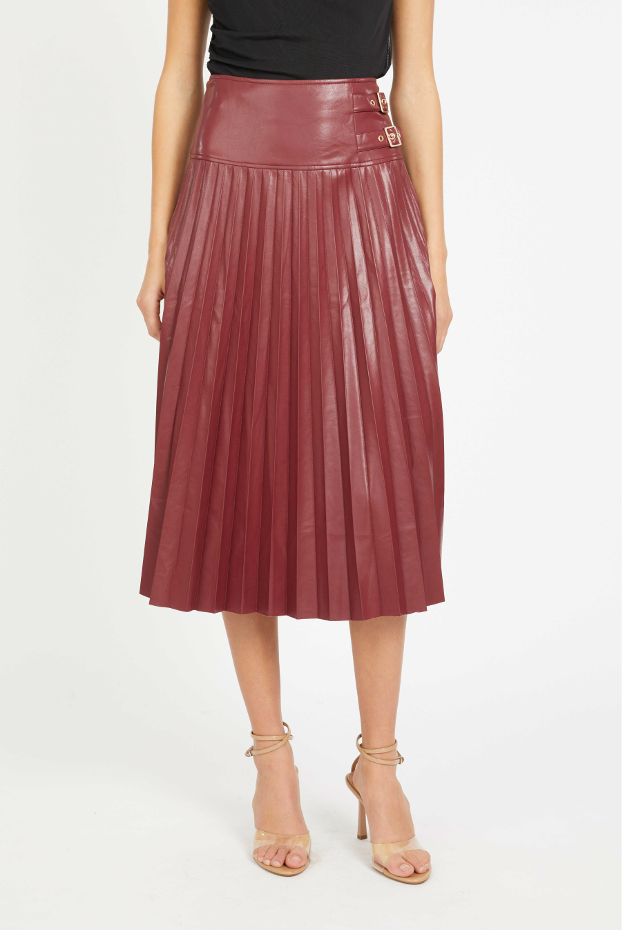 Hendrix Vegan Leather Skirt - cabernet