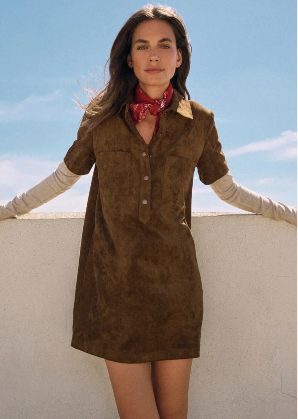 Sydney Suede Mini Dress - coconut