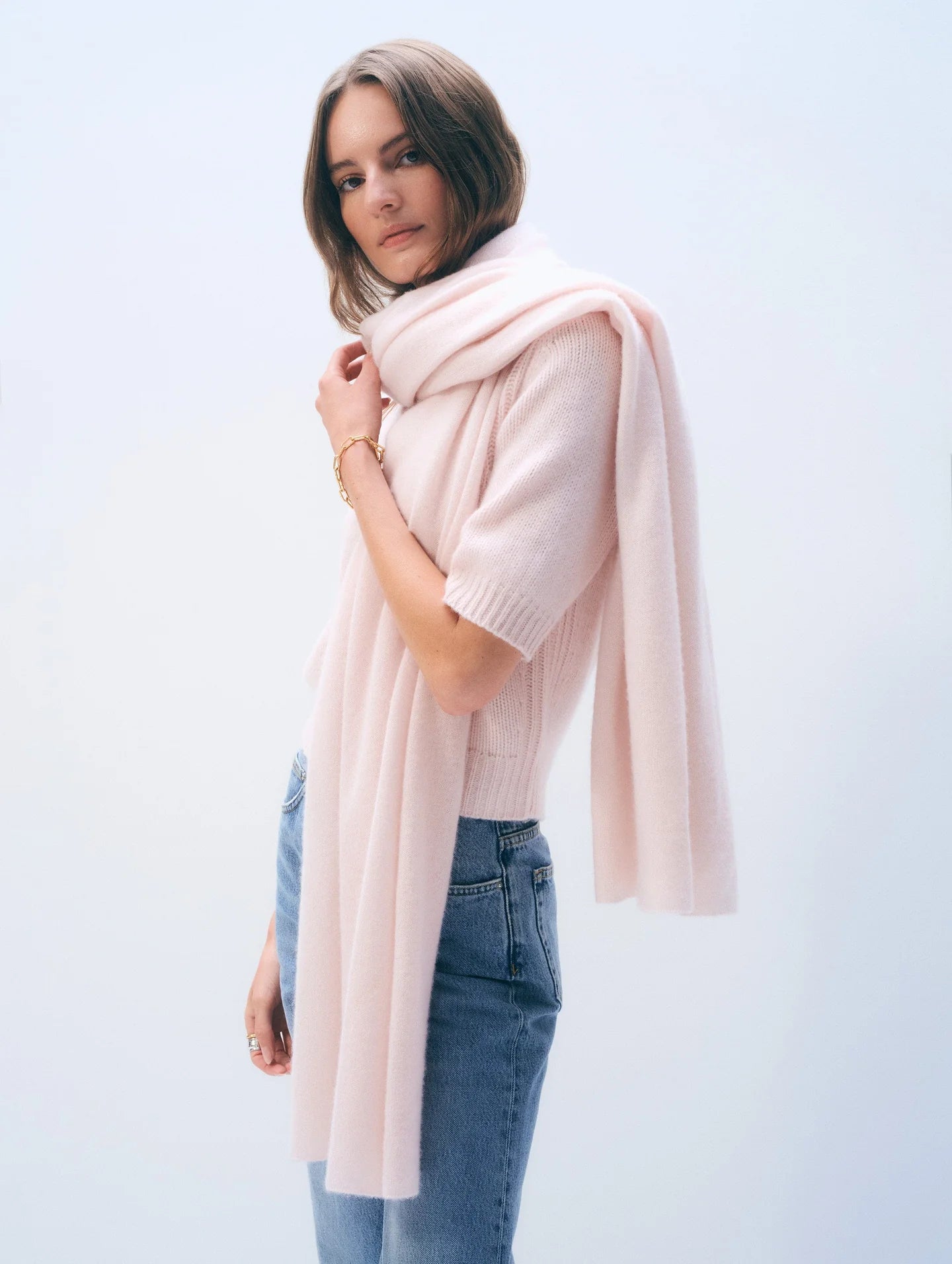 Cashmere travel wrap - pink sand