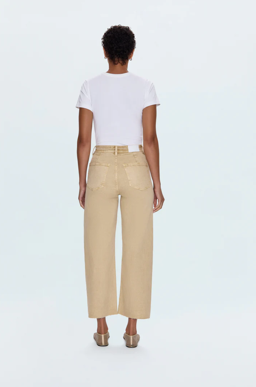 Penny crop high-rise wide leg jean - sand dollar