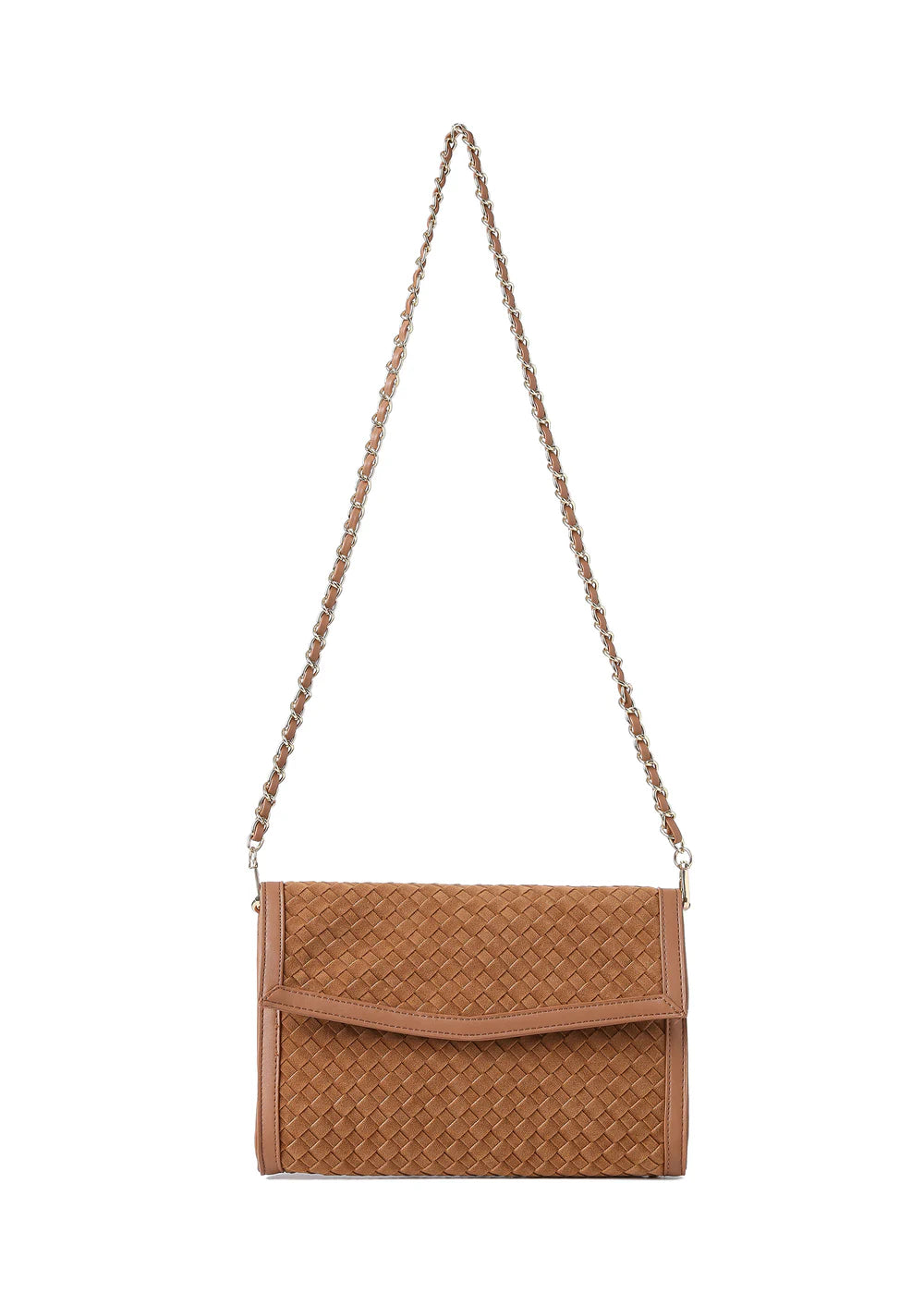 Beth clutch - saddle woven vegan suede