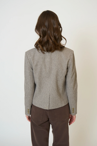 Halsey Mandarin Collar Jacket - brown