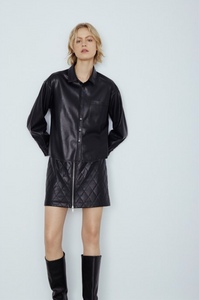 Carolina quilted faux leather skirt - black