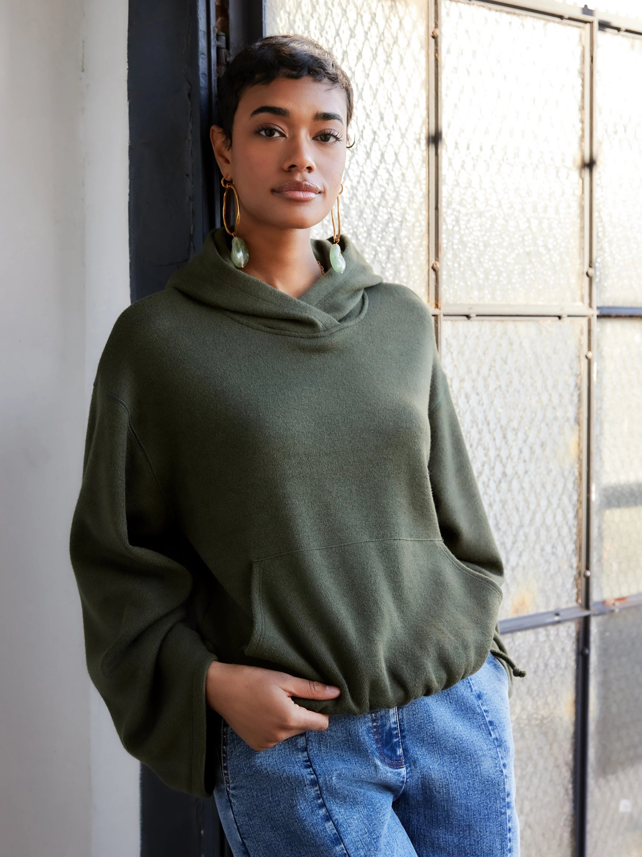 Makenna bubble sweatshirt - olive
